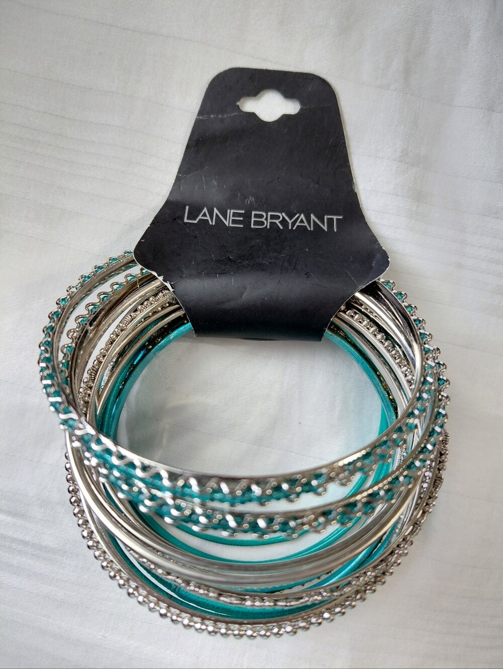 New Silver Blue Bangle Bracelets 15 Pc Set